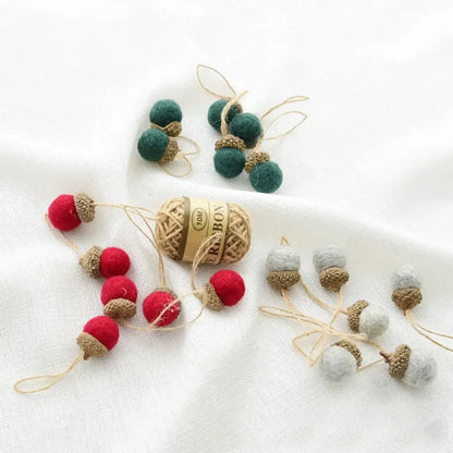 Wool Felt Acorn Ornaments – Set of 6