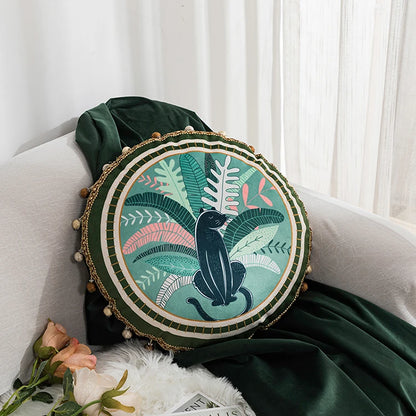 Velvet Panther Leaf Patterned Pillow Cover – Soft Decorative Cushion Cover