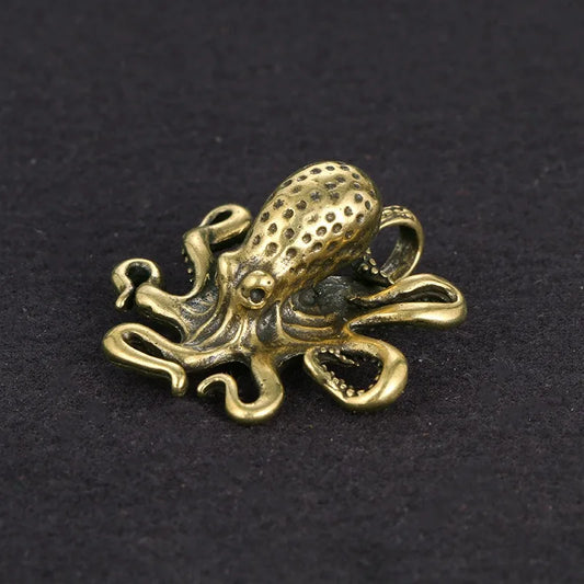 Brass Octopus Home Decoration Antique Looking Animal Figurine Miniatures Desk Ornament Accessories Creative Table Home Decor Boho