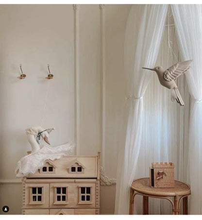 Cute Wall Hanging Hummingbird Plush Stuffed Doll Fabric Home Bedroom Nursery Room Decoration Hanging Bird Baby Decor