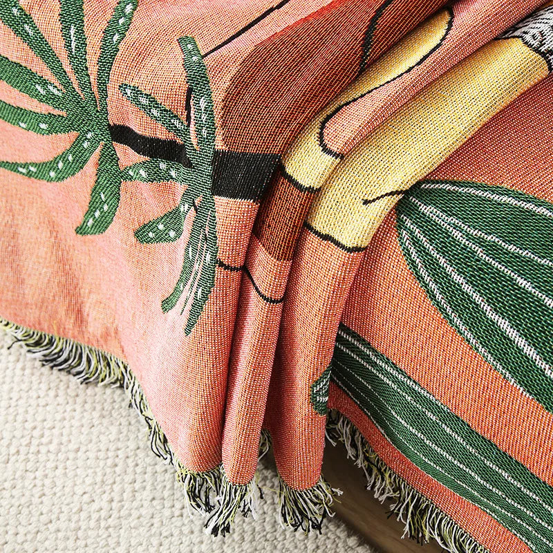 Boho Tassel Throw Blanket – Floral Lotus