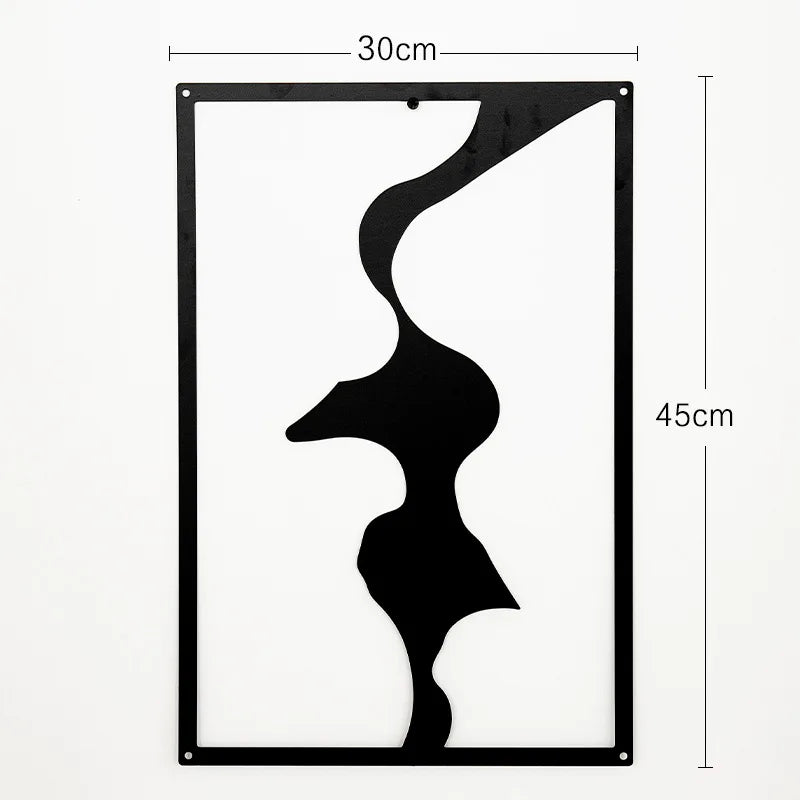 Woman Face Body Outline Kiss Silhouette Iron Wall Hanging Decor Abstract Line Ornament Beautiful Art for Living Room Bedroom Home Artwork Decor