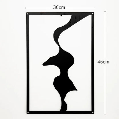 Woman Face Body Outline Kiss Silhouette Iron Wall Hanging Decor Abstract Line Ornament Beautiful Art for Living Room Bedroom Home Artwork Decor