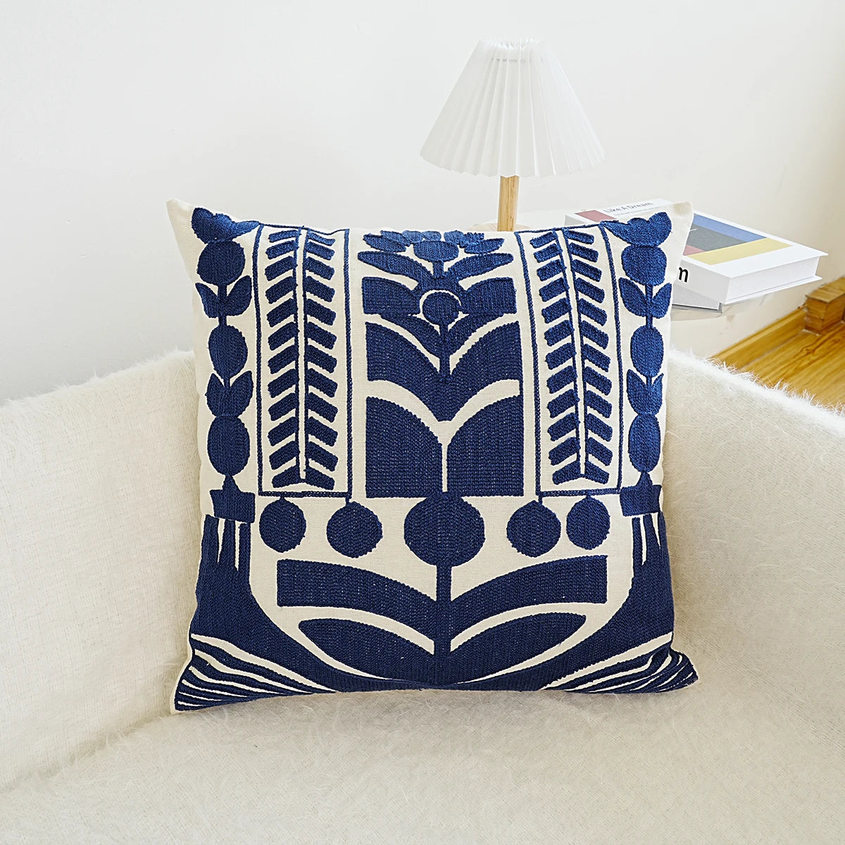 Luxury European-Style Embroidered Cushion Cover – Rich Detailing for Boho Home Decor