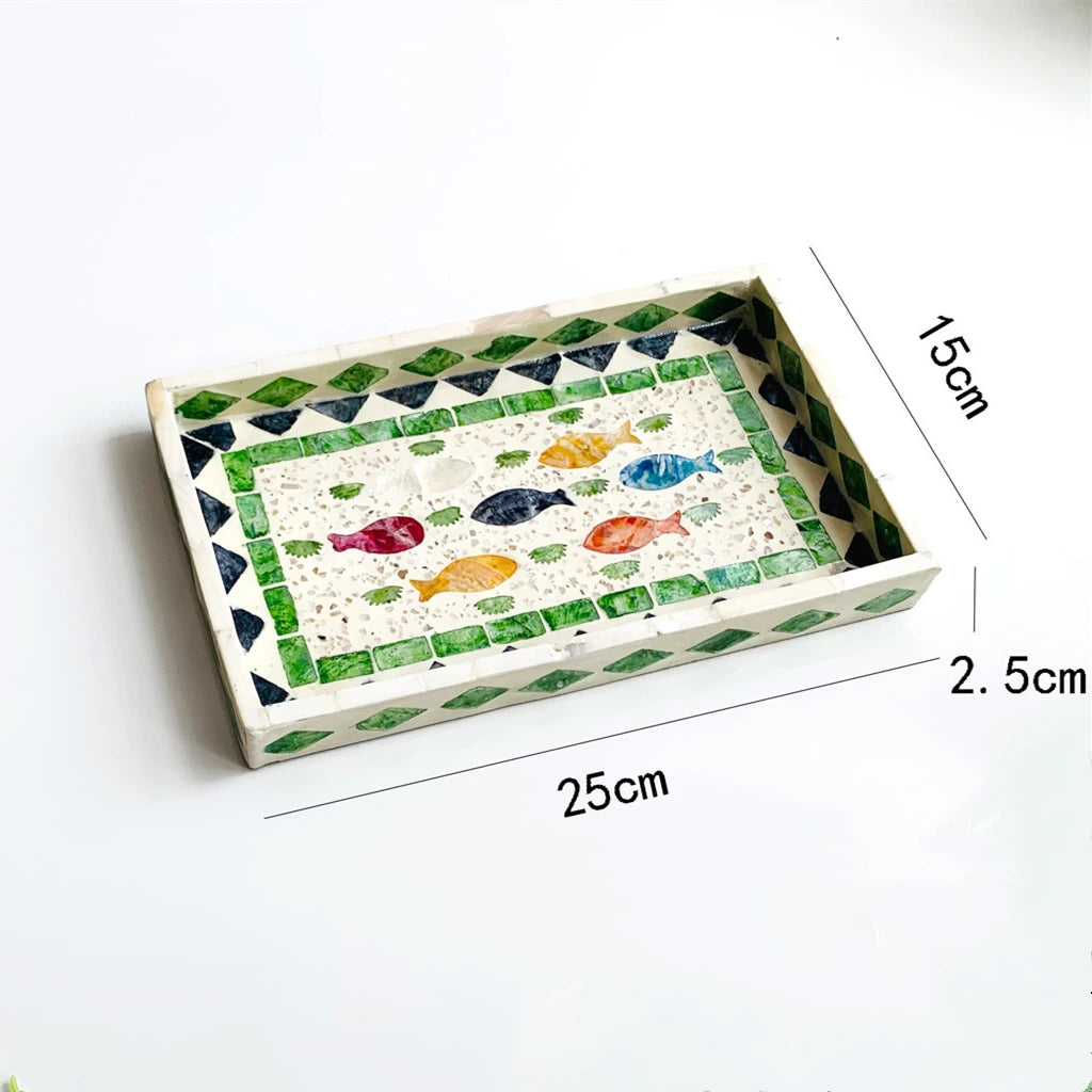 Handmade Shell Tray – Oval & Rectangular Decorative Jewelry Organizer for Boho Home Decor Bathroom or Bedroom - Housewarming Gift