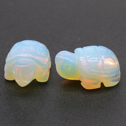 Mini Natural Gemstone Turtle Figurine – Hand-Carved Crystal Animal for Chakra Healing & Boho Home Decor