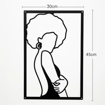 Woman Face Body Outline Kiss Silhouette Iron Wall Hanging Decor Abstract Line Ornament Beautiful Art for Living Room Bedroom Home Artwork Decor