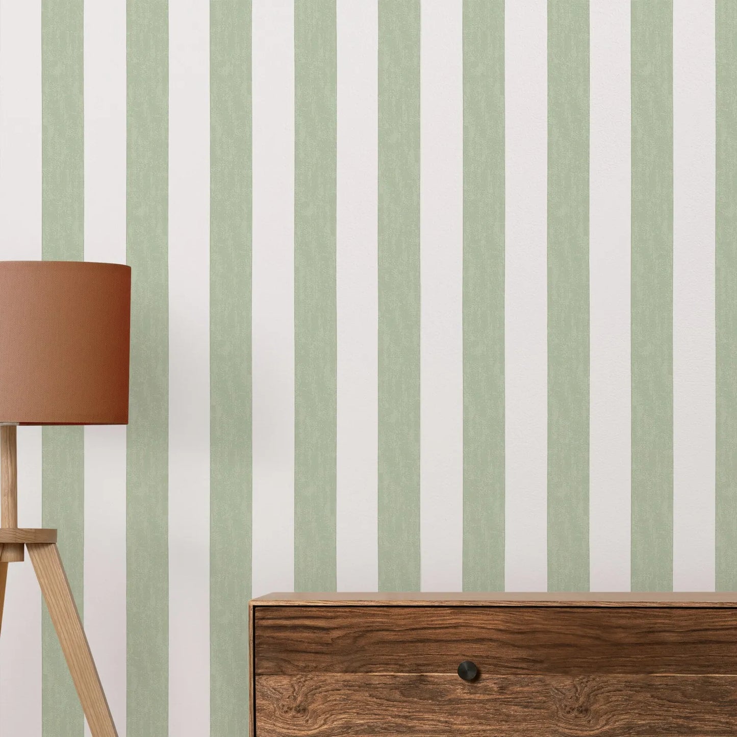 Modern Green & White Striped Wallpaper – Peel and Stick, Waterproof Wall Mural