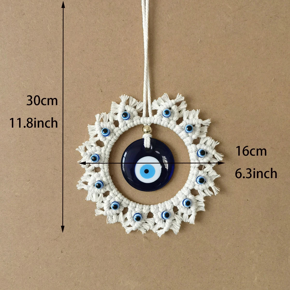 Handcrafted Evil Eye Macrame Circle Wall Decor