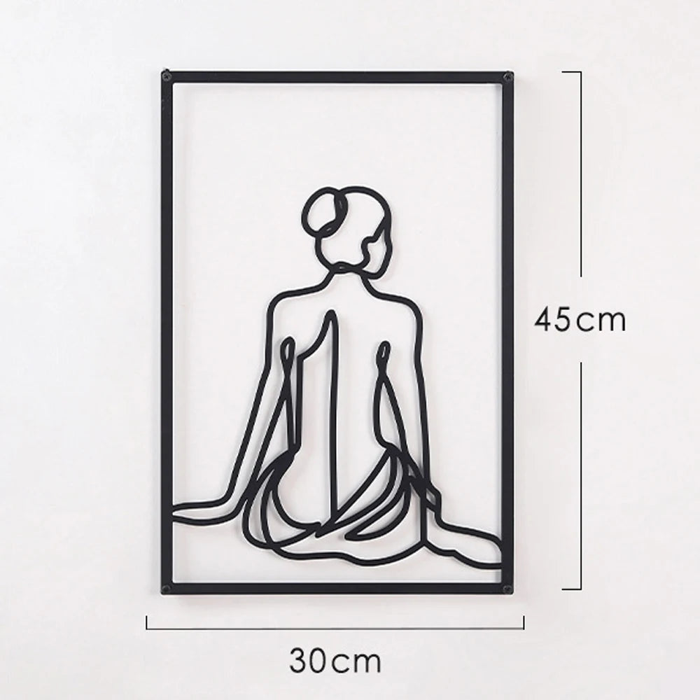 Woman Face Body Outline Kiss Silhouette Iron Wall Hanging Decor Abstract Line Ornament Beautiful Art for Living Room Bedroom Home Artwork Decor