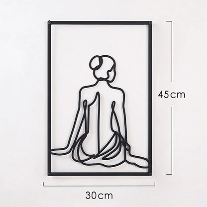 Woman Face Body Outline Kiss Silhouette Iron Wall Hanging Decor Abstract Line Ornament Beautiful Art for Living Room Bedroom Home Artwork Decor