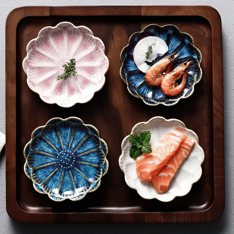 Ceramic Flower Sauce Dish – Mini Floral Porcelain Dipping Bowl for Soy Sauce, Nuts & Charcuterie
