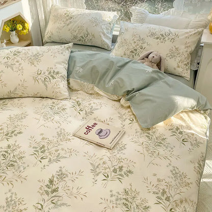 Pink Floral Boho Bedding Set – Soft Microfiber Duvet Cover, Flat Sheet & Pillowcases