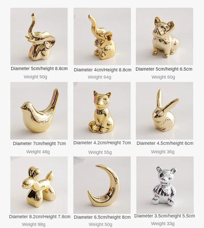 Ceramic Animal Jewelry Holder – Boho Home Decor Trinket Organizer - Rabbit