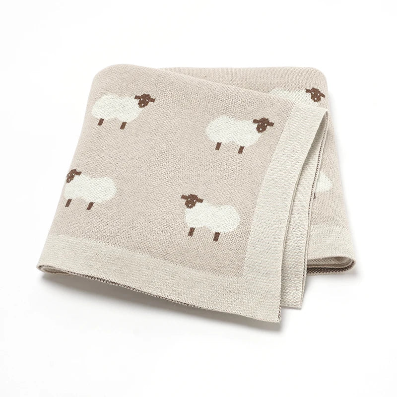 🐑 Cozy Cotton Baby Blanket – Soft & Breathable Knit for Newborns & Toddlers
