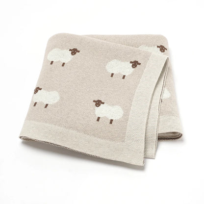 🐑 Cozy Cotton Baby Blanket – Soft & Breathable Knit for Newborns & Toddlers