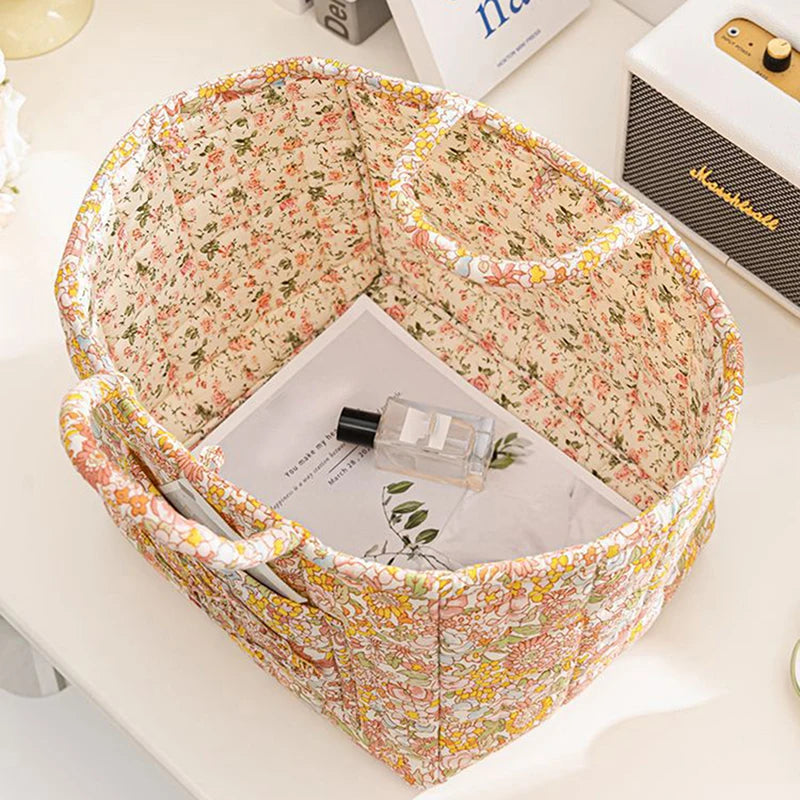 boho home decor, floral fabric storage basket, large laundry hamper, foldable storage bin, fabric organizer basket, boho floral hamper, home organization basket, decorative laundry bin, eco-friendly laundry hamper, housewarming gift