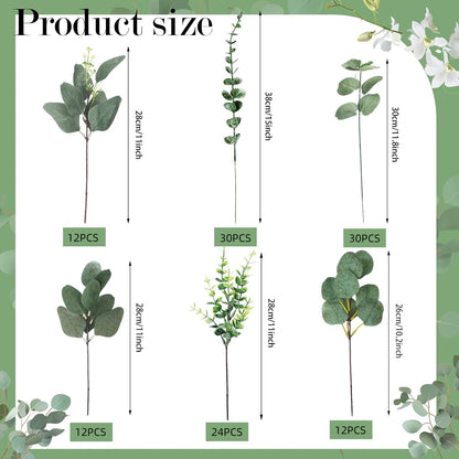 120-Piece Mixed Artificial Eucalyptus Bundle – Boho Home Decor Greenery