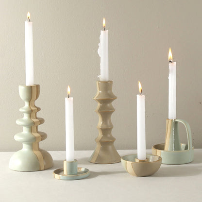 Ceramic Candlestick Nordic Candle Holder Home Decoration Boho Decor Clay Pottery