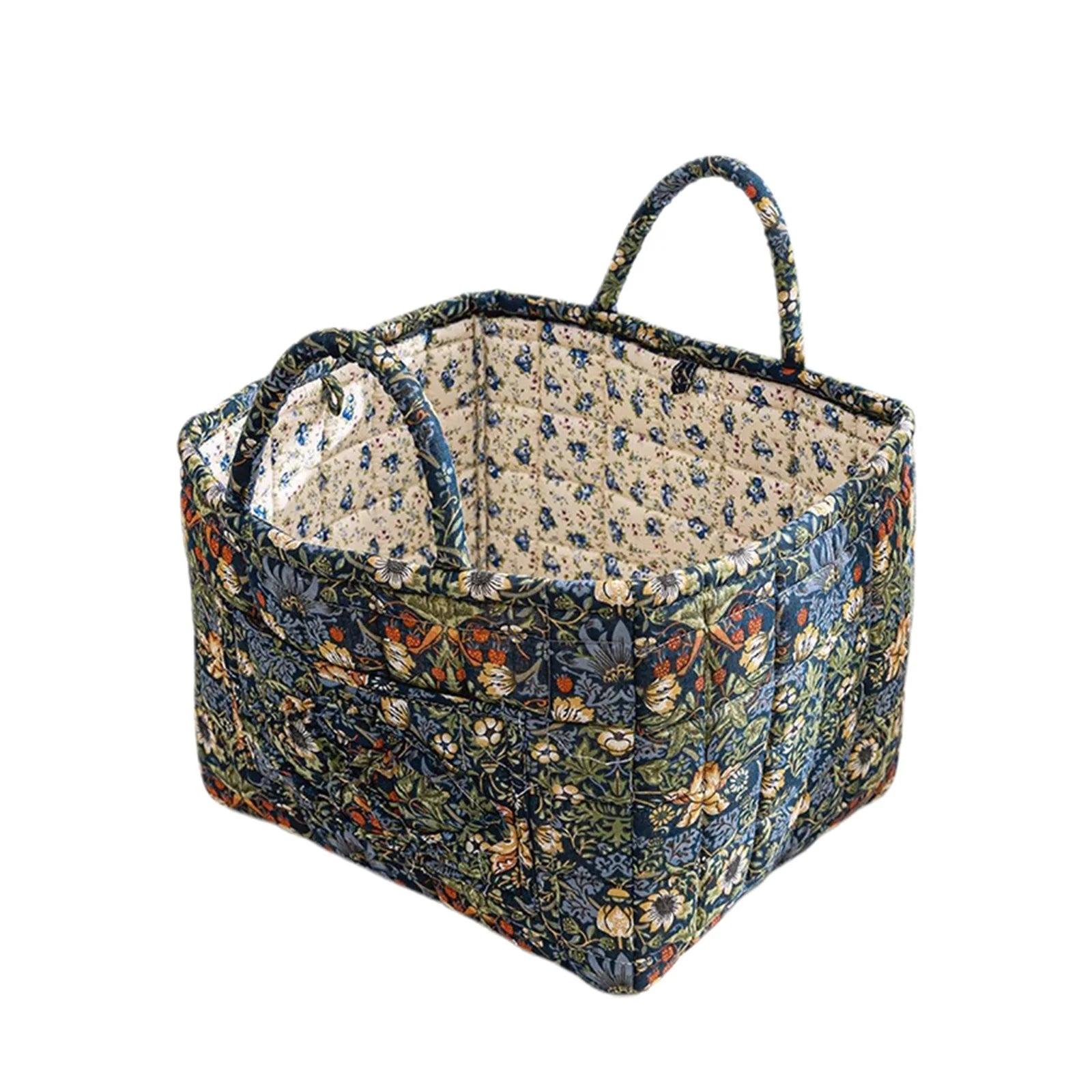 boho home decor, floral fabric storage basket, large laundry hamper, foldable storage bin, fabric organizer basket, boho floral hamper, home organization basket, decorative laundry bin, eco-friendly laundry hamper, housewarming gift