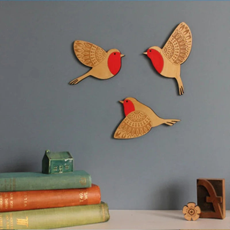 3-Piece Wooden Bird Wall Decor Set – Patterned Boho Home Decor for Indoors & Outdoors Bird Lover Gift for Birder