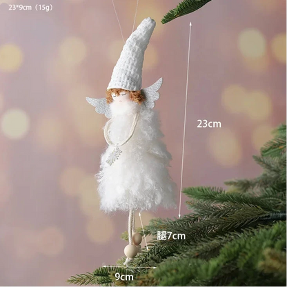 Decorative angel figure on a Christmas tree with measurements indicated.