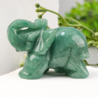 Hand-Carved Crystal Elephant Figurine – Natural Gemstone Animal Statue for Chakra, Meditation & Boho Home Decor