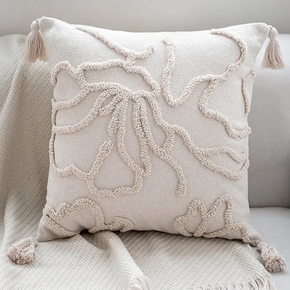 Boho Tufted Cushion Cover – Handcrafted Geometric Pillowcase with Tassels