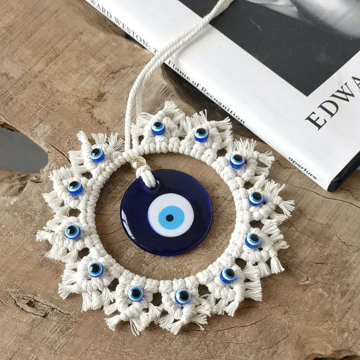 Handcrafted Evil Eye Macrame Circle Wall Decor