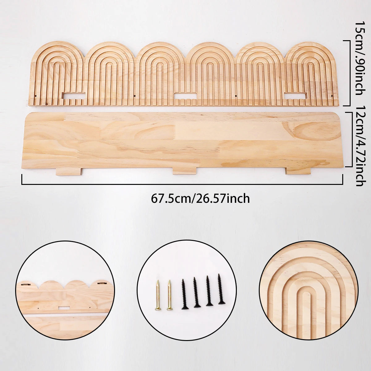 Boho Wooden Arched Wall Shelves