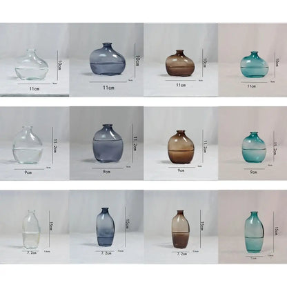 Set of glass vases with measurements on a white background From My Boho Home