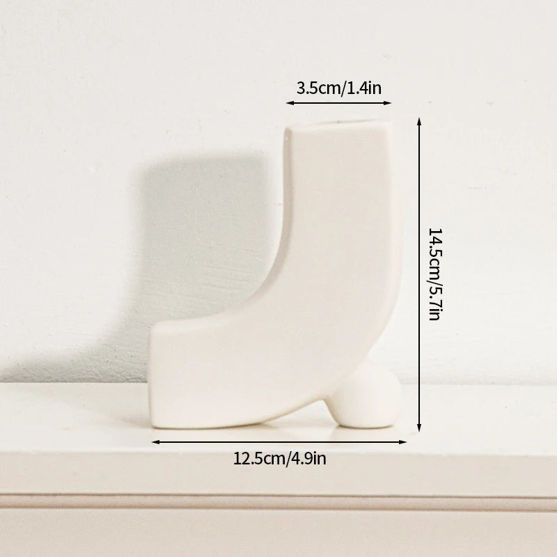 Modern White Ceramic Vase – Minimalist Decorative Vase for Pampas Grass, Flowers & Home Accents