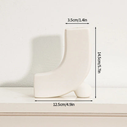 Modern White Ceramic Vase – Minimalist Decorative Vase for Pampas Grass, Flowers & Home Accents