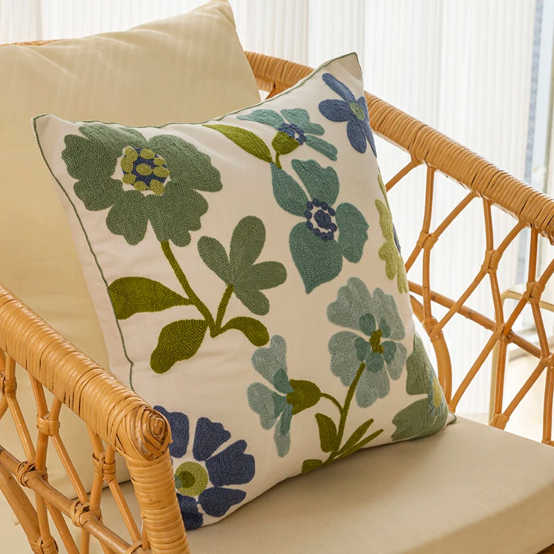 My Boho Home Bohemian Home Decor Embroidered Flower Pillow Cover