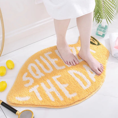 Peach & Lemon Shaped Microfiber Bath Mats – Soft, Absorbent & Non-Slip Bathroom Rugs