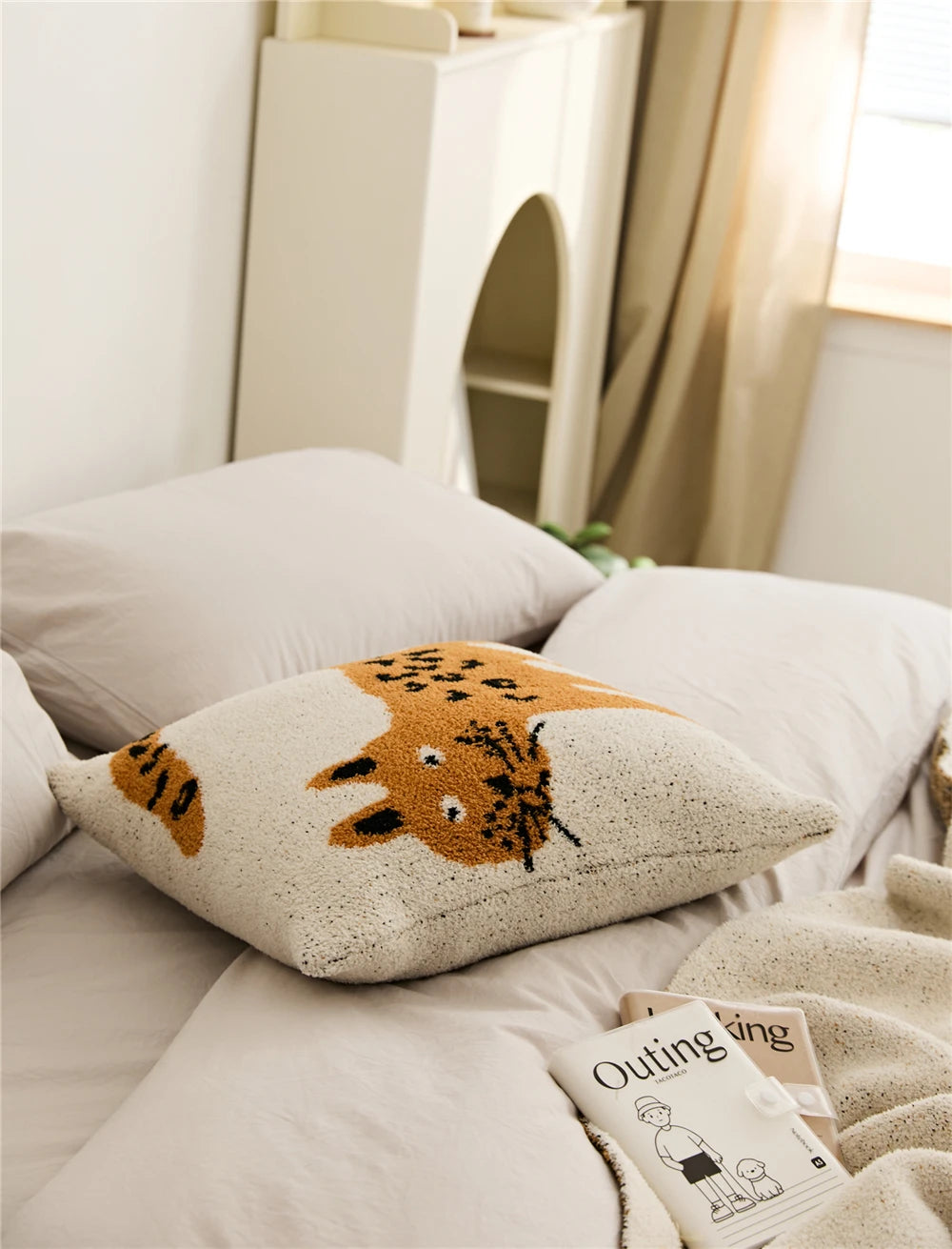 Cute Knitted Cheetah Cushion Cover – Cozy Microfiber Pillow Case Boho Home Decor