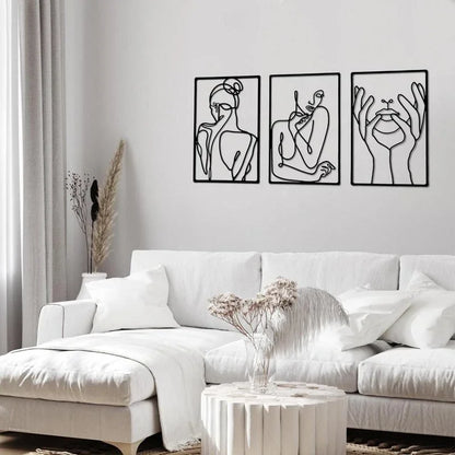 Woman Face Body Outline Kiss Silhouette Iron Wall Hanging Decor Abstract Line Ornament Beautiful Art for Living Room Bedroom Home Artwork Decor