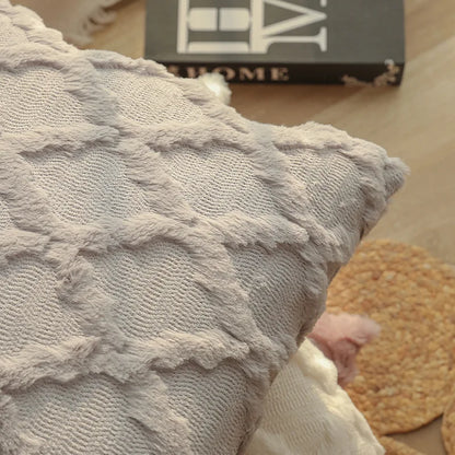 Plush Wool-Inspired Throw Pillow Cover – Soft Textured Accent for Cozy Boho Spaces