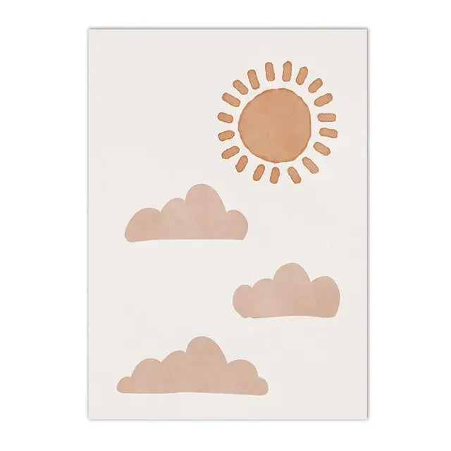 My Boho Home Bohemian Home Decor Wall Art Print Sun and Clouds