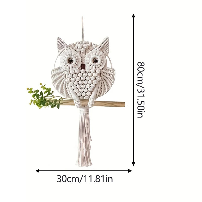 Boho Owl Macrame Wall Hanging – Cotton Woven Tapestry for Boho Home Decor | Handmade Owl Wall Art