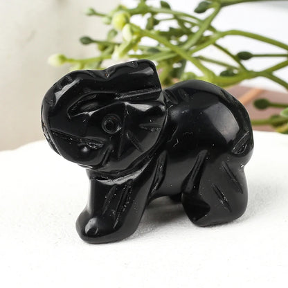 Hand-Carved Crystal Elephant Figurine – Natural Gemstone Animal Statue for Chakra, Meditation & Boho Home Decor