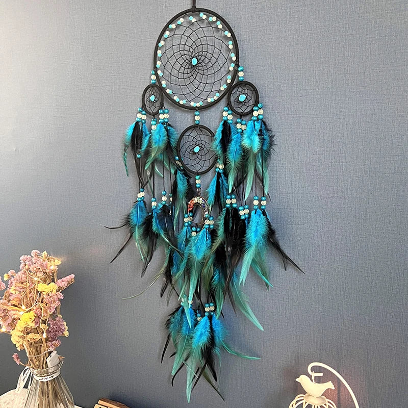 Dreamcatcher Hanging Ornament Home Decor Natural Stones Tree of Life Dream Feather Dream Catcher Wall Decor Bedroom Feathers