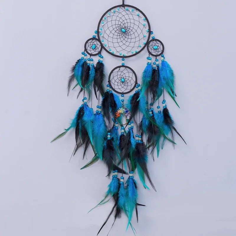 Dreamcatcher Hanging Ornament Home Decor Natural Stones Tree of Life Dream Feather Dream Catcher Wall Decor Bedroom Feathers