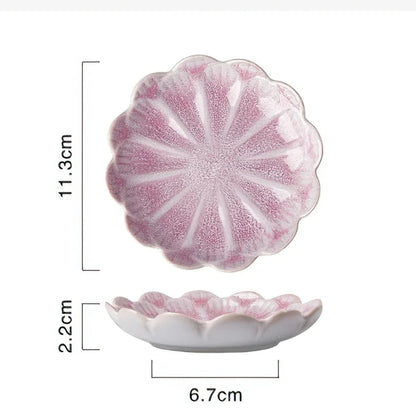 Ceramic Flower Sauce Dish – Mini Floral Porcelain Dipping Bowl for Soy Sauce, Nuts & Charcuterie