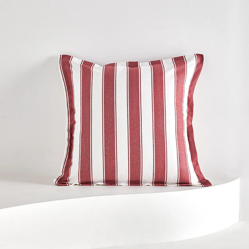 Classic Striped Cushion Cover 45x45cm Hawthorn Red Ivory Fabric Pillow Cover Boho Home Decoration Decor Pillowcase Tassels