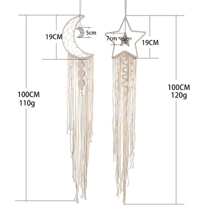 Macrame Dream Catcher Boho Home Decor Moon Star Decoration Macrame Wall Hanging Baby Nordic Room Bedroom Kids Nursery Living Room Dreamcacther