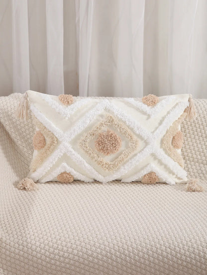 Boho Geometric Tufted Cushion Cover – Textured Decorative Throw Pillow