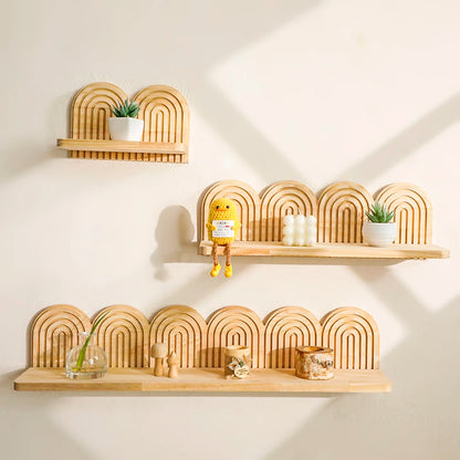 Boho Wooden Arched Wall Shelves