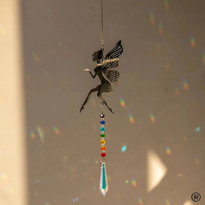 Crystal Sun Catcher with Tree of Life Pendant – Hanging Rainbow Maker & Wind Chime for Windows, Gardens, and Cars