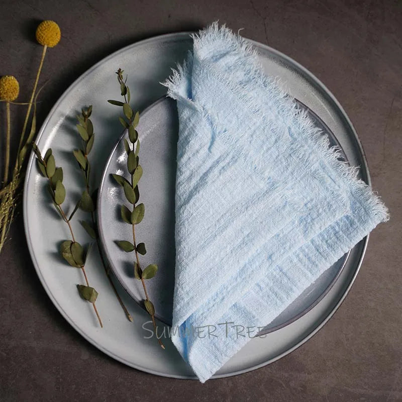 Light Blue Reusable Fabric Cotton Napkin 